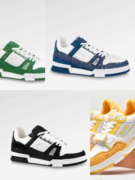 

designer fashion casual shoes luxury trainner mark embossed virgils trainer sneaker white pink black green yellow denim canvas low for mens