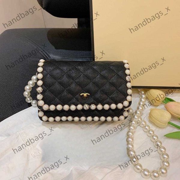 

designer handbag c bag pearl chain wealth bag same french light luxury oblique straddle lightweight outgoing small square bag lk9g