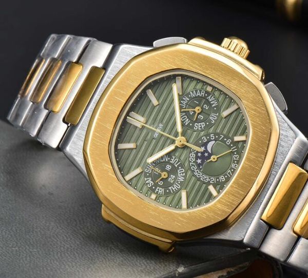 

men women wristwatches watches new mens quartz nautilus watch for men luxury brand chronograph clock fashion watches, Slivery;golden