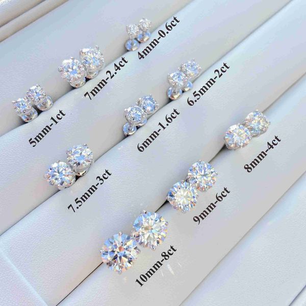 

luxury earrings classic design four claws cute moissanite diamond silver or 10k 14k 18k real gold stud earrings, Golden