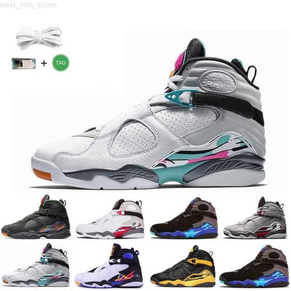 

8 8s basketball shoes sneakers men sneaker 3m reflective three peat south beach raid paprika countdown pack aqua taxi mens trainers sports s, Black