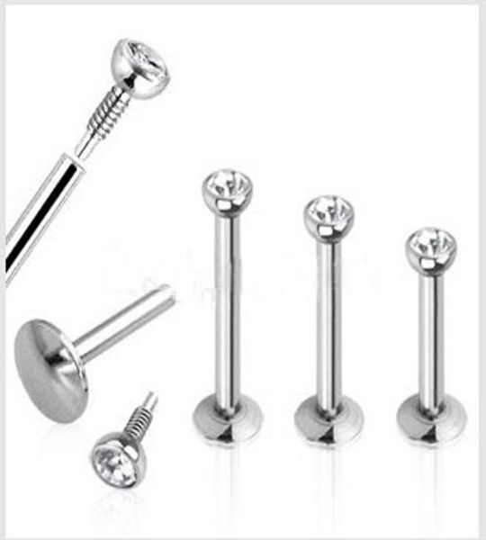 

mix 6810mm wholes 60pcslot fashion stainless steel internally threaded lip piercing labret ring body jewelry tragus bar1024189, Black