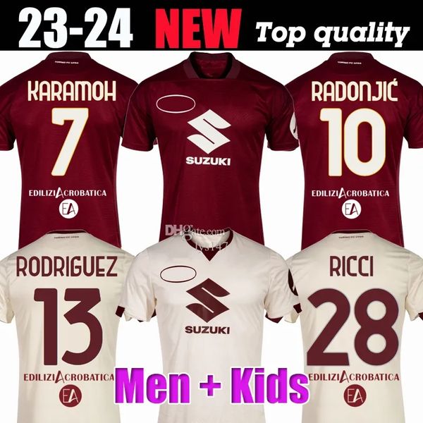

23 24 torino soccer jerseys 2023 2024 pellegri singo ricci rodriguez football shirts karamoh schuurs radonjic t. sanabria torino home away, Black;yellow