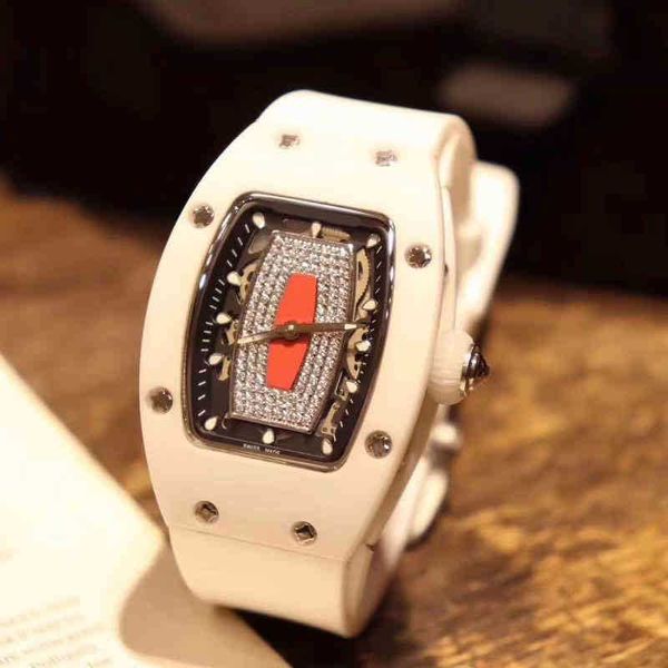 

business leisure richa watch rm07-01 automatic mechanical white pottery case tape mill women's watch