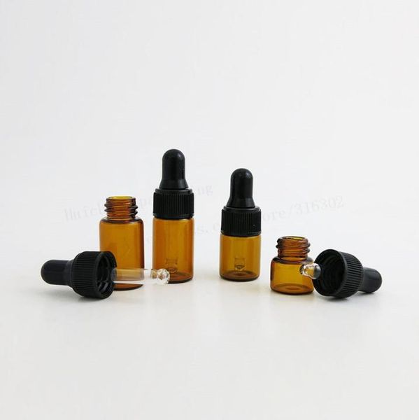 

100 x 1ml 2ml 3ml mini cute amber small glass dropper bottles jars essential oil perfume tiny portable bottles vials3990660