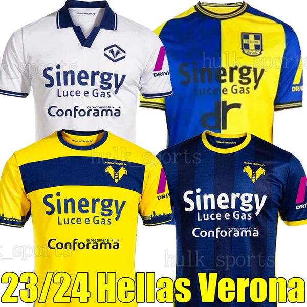 

23/24 hellas verona soccer jerseys 2023 2024 caldirola djuric braaf ngonge lazovic hrustic magnani hien dawidowicz men football shirts unifo, Black;yellow