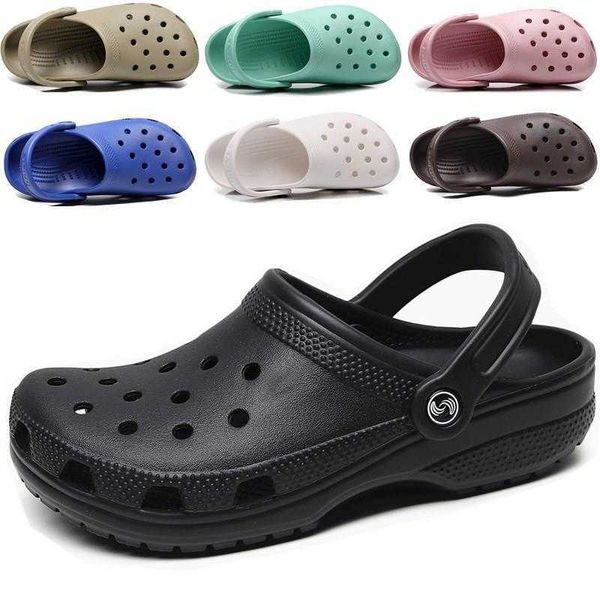 

designer sandals cros mens womens fashion summer unisex-classic clogs soft soled hole shoes for men summer beach sandals women thick flat he, Black