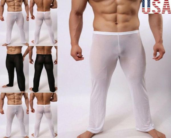 

men039s pants lingerie long johns thermal mesh sheer seethrough underwear us2884762, Black