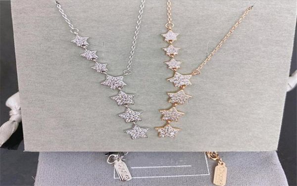 

s925 sterling silver shiny seven stars necklace fashion cubic zirconia pendant necklaces women039s rose gold silver necklace5658344