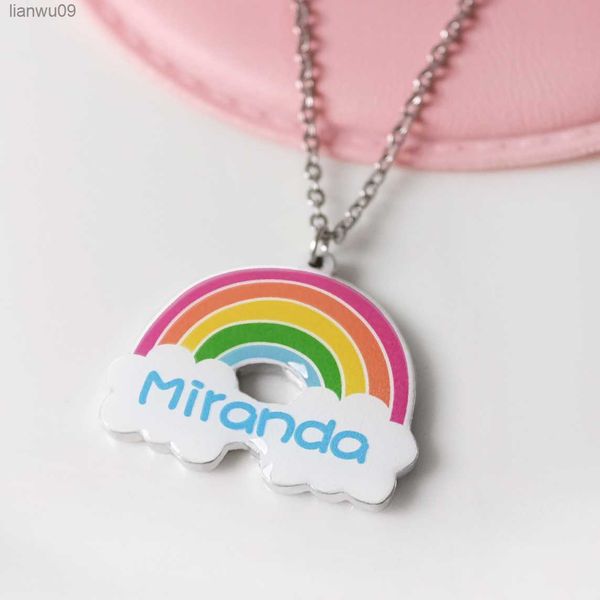 

custom name necklace with rainbow personalized name necklace rainbow pendant name jewelry birthday gift for her birthday gift l230704, Silver