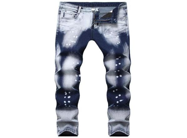 

moruancle fahsion men painted denim pants hi street printed stretchy jeans trousers for male hi streetwear plus size 28401298976, Blue