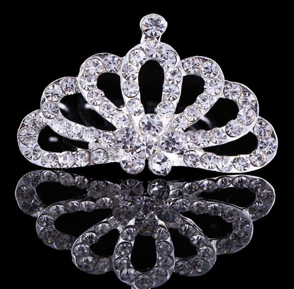 

2021 shiny rhinestone hair clip small girls diadem crown tiara children head jewelry accessories for ornaments baby hairpin8374830, Golden;white