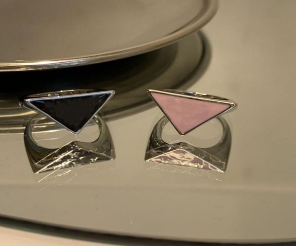 

niche design letter ring inverted triangle pink and black metal punk temperament street s master simple female fas3578338, Silver