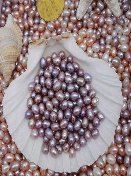 

natural freshwater pearls oyster no hole 67mm bright riceshaped loose pearls real pearl different color fashion jewelry wholesal6736054, White
