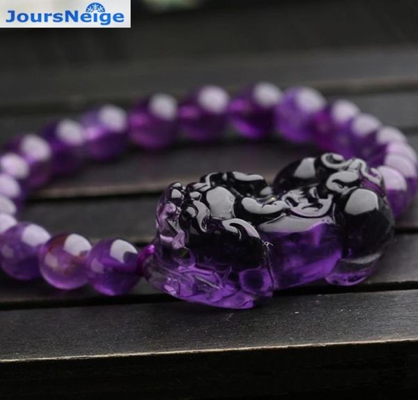

whole purple natural crystal bracelets 8mm beads with pixiu brave troops for women girl gifts romantic crystal jewelry y2007305351569, Black