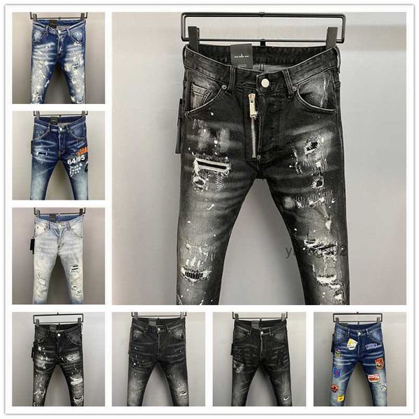 

2023 new arrivals d2 mens luxury purple designer denim jeans holes trousers dsquare jeans coolguy biker pants mens clothing 2#031, Blue