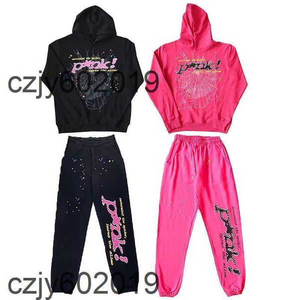 

designer hoodie sp5der young thug 555555 hoodie men women foam print spider web graphic pink sweatshirts pullover hooedies set s-xld7sq, Black