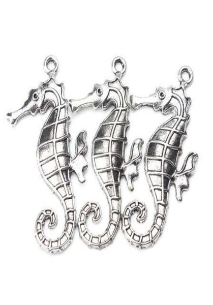 

5pcslot 59mm x 30mm large seahorse charms antique silver tone horse for women men handmade craft necklace pendant jewelry7378326, Bronze;silver