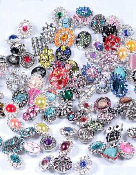 

whole 100pcslot mix many styles 18mm metal snap button charm rhinestone styles button ginger snaps jewelry9066233, Golden;silver