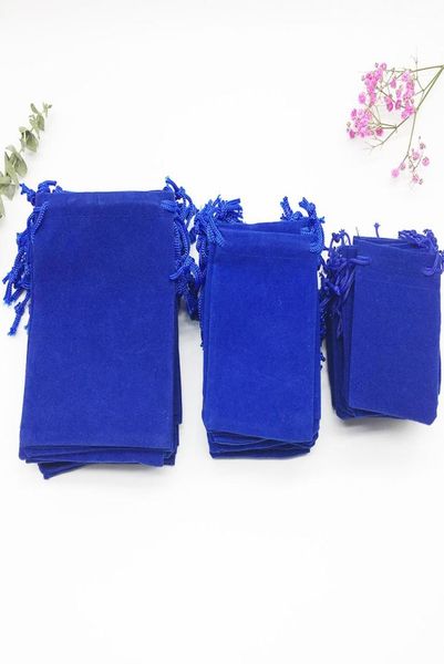 

100pcs lot velvet jewelry gift wedding bags navy blue 5x7cm brace strap pouches whole christmas party 7x9 10x12cm2133194, Pink;blue