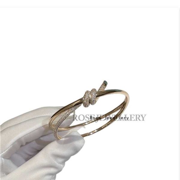 

gong jun's same style knot series 18k rose gold diamond double row hinge bracelet tiffaygu ailing headpiece, Black