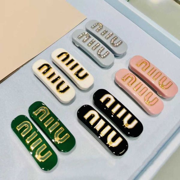 

miu letter hair clip same style side clip banger clip light luxury spring clip side clip versatile, Golden;silver