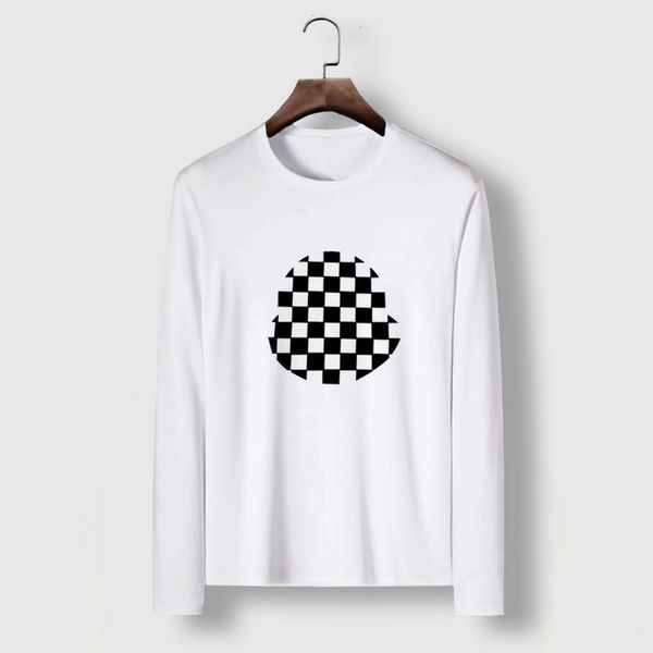 

2023 autumn winter geometric letter print men's casual polos lapel long-sleeve breathable fashion men's tees fbl025, White;black