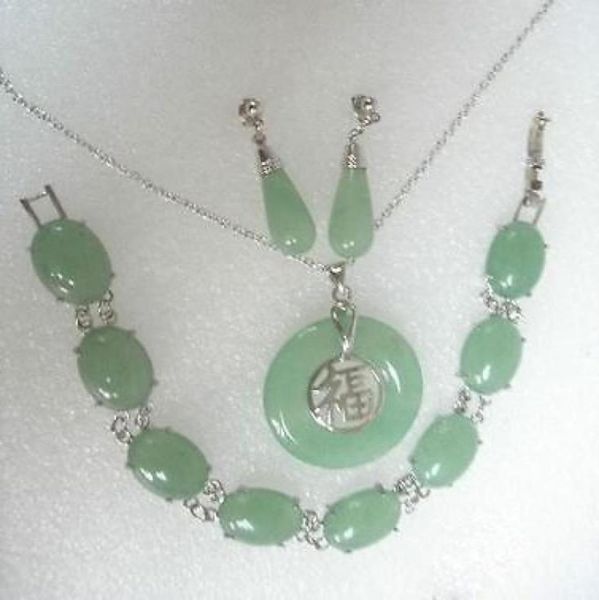 

genuine jade necklace braceletearring set0123456789187200208289816, Black