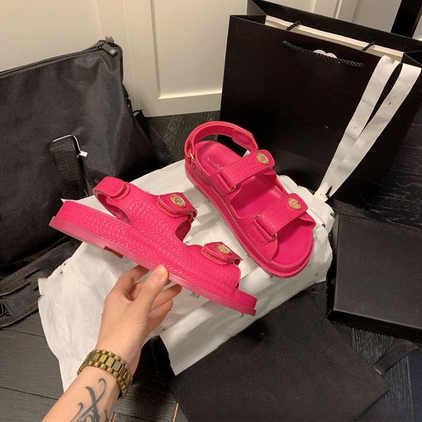 

designer women sandals designer sandals slides crystal calf leather casual shoes quilted platform summer beach slipper 35-42 with box and sh, Black