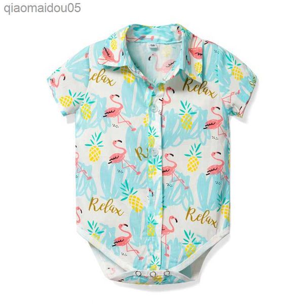 

newborn child onesies clothes baby boy rompers flamingo outfits brand design bodysuits for 0-24m boys dress turn-down l230712, Blue