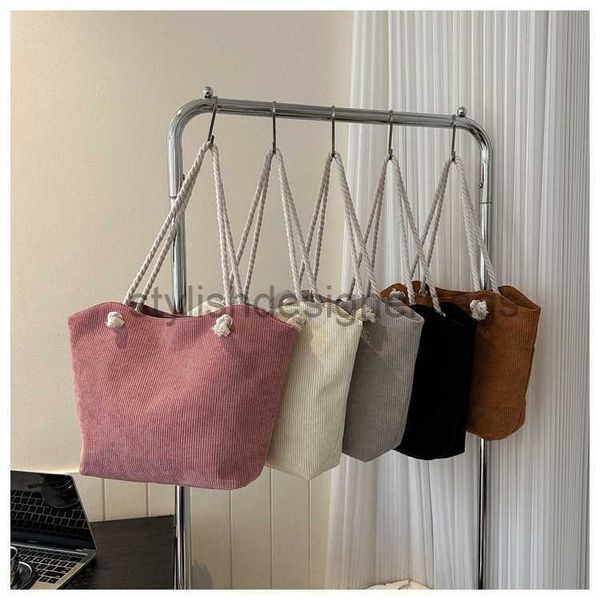 

shoulder bags 2023 new summer stripe shoulder bag portable bucket bag solid leisure commuter tote bag large capacity women's bagstylish