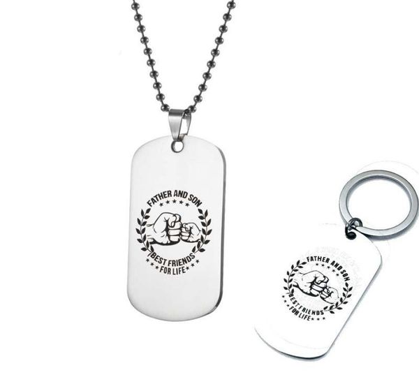 

stainless steel necklace keychain father and son key chain for men military tag ball chain necklace jewelry gift for daddy so2624257, Slivery;golden