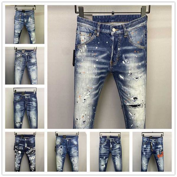 

2023 new arrivals d2 mens luxury purple designer denim jeans holes trousers dsquare jeans coolguy biker pants mens clothing 2#016, Blue