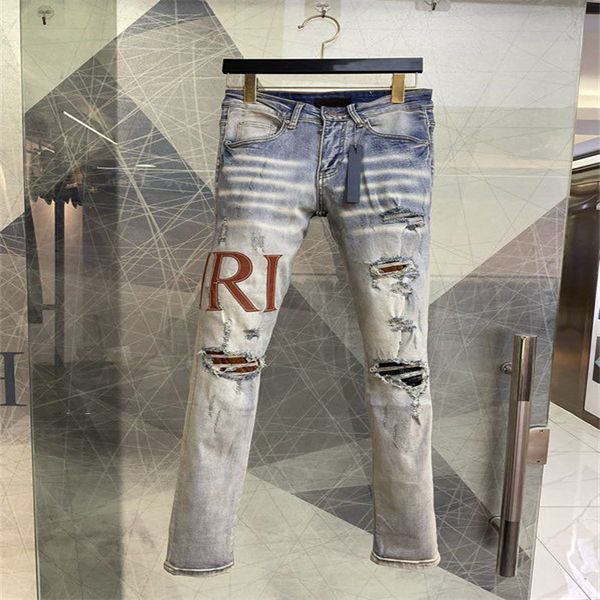 

men's plus size pants 2023 letter-printed jeans men's and women's trousers wide leg trousers high street fashion trousers 4l1, Black;brown