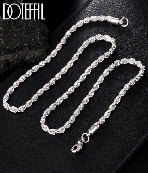 

925 sterling silver ed rope chain necklace 1618202224 inch 4mm for women man fashion wedding charm jewelry7521342