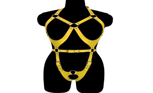 

bustiers corsets punk leather body harness bodysuit adjust bondage bra leg garter belt women lingerie goth cage suit2440619, Black;white