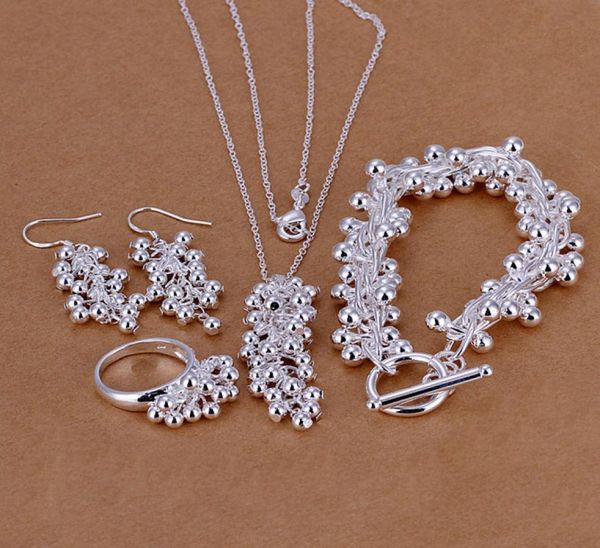 

high grade 925 sterling silver grape set jewelry sets dfmss303 brand new factory direct 925 silver necklace bracelet earring 2586800, Slivery;golden