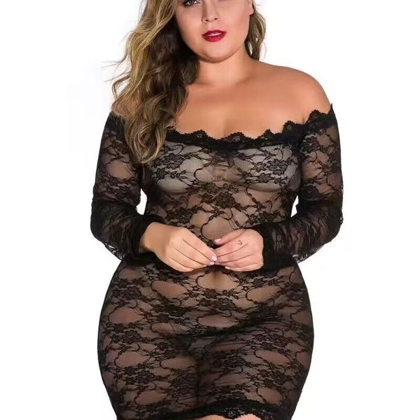 

2023 new perspective black lace dresses women summer backless spaghetti strap dress night club party wear with thong plus size, Black;white