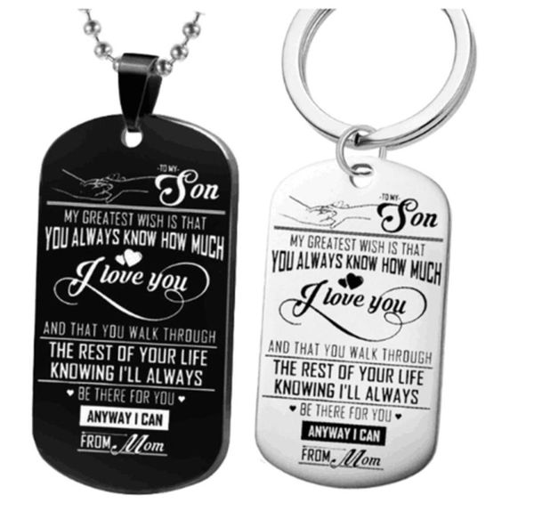 

stainless steel to my son necklace black silver color metal tag pendant inspirational letter necklaces love gifts from mom51957163752937