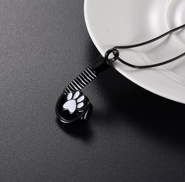 

lkj9926 paw hook shape pet cremation necklace hold loved dog cat ashes keepsake stainless steel jewelry with funnel9632727, Silver