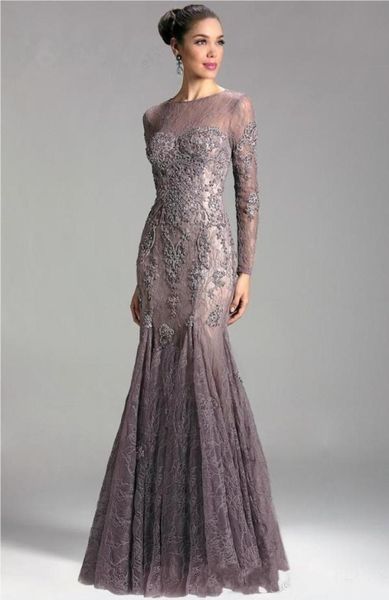 

2020 new formal mermaid mother of the bride dresses jewel lace appliques beaded long sleeves plus size evening dress wedding guest8180821, Black;red