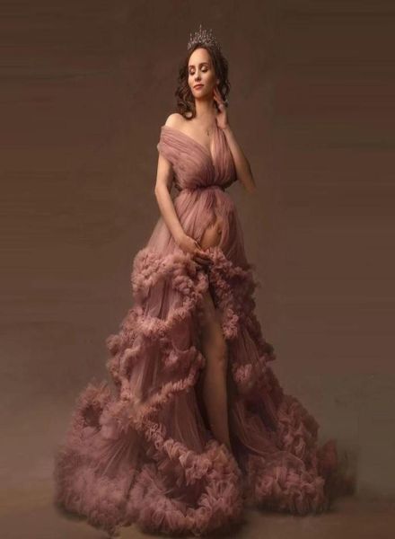 

charming ruffled prom dresses for women 2022 bride dress front split maternity poshoot robes for baby showers evening gowns3101566, Black