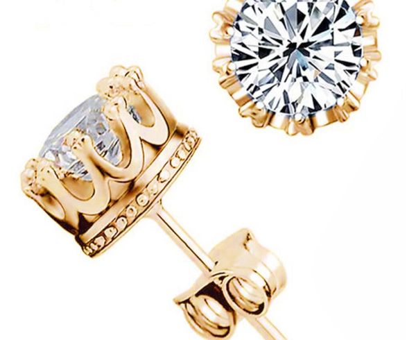 

925 silver earrings natural crystal whole fashion small sterling silver jewelry for women stud men or women earings8217217, Golden;silver