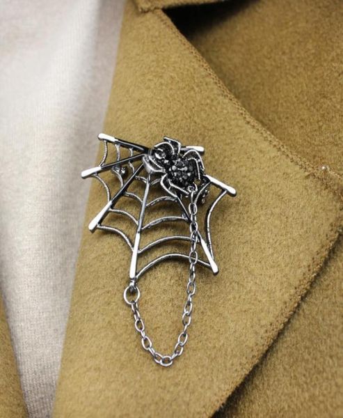 

fashion spider spider web metal tassel brooches cartoon insect black rhinestone spider for women men halloween spille jewelry8301013, Blue