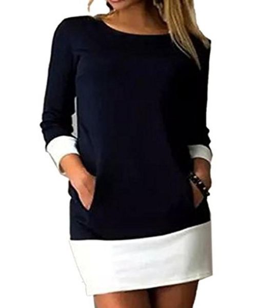 

joeoy women039s colorblock 34 sleeve crew neck shift dress06955970, Black;gray