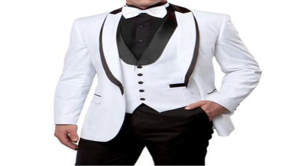 

new arrivals one button white groom tuxedos peak lapel groomsmen man mens wedding suits jacketpantsvesttie d1452274923, Black;gray