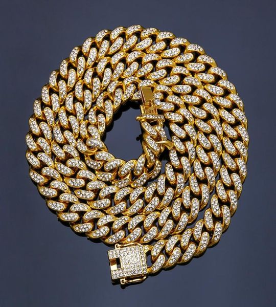 

fashion iced out chains necklaces hip hop bling jewelry men 14k gold miami cuban link chain3125778, Silver