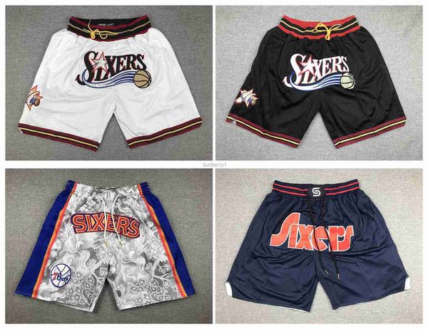 

76erss basketball short philadelphias hip pop running pant with pocket zipper stitched blue white size s, Black;brown