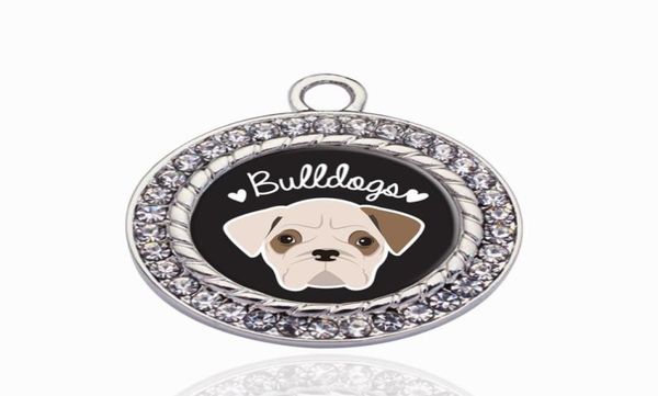 

bulldog lover circle charm charms pendant for diy necklace bracelet jewelry making handmade accessories3119055, Bronze;silver