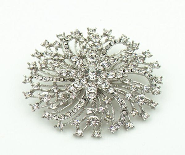 

275quot vintage silver tone clear rhinestone crystal diamante wedding cake brooch5624516, Gray